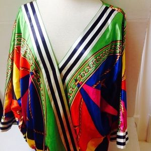Colleen Lopez Green Blouse Baroque Chain Tassel